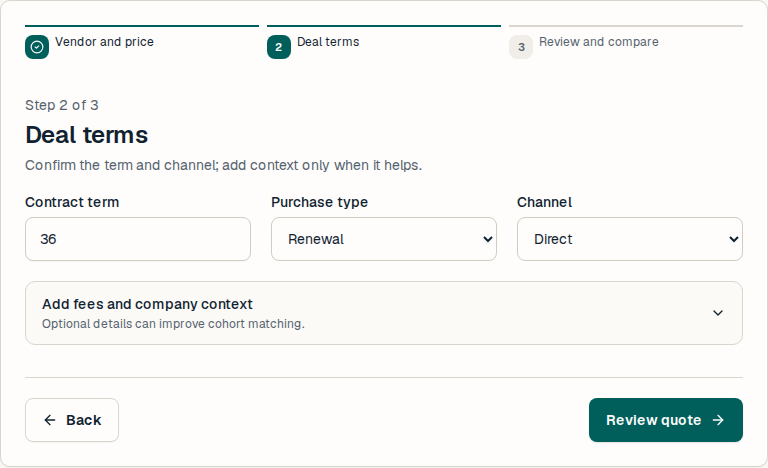 Actual checker: Deal terms, using a synthetic example